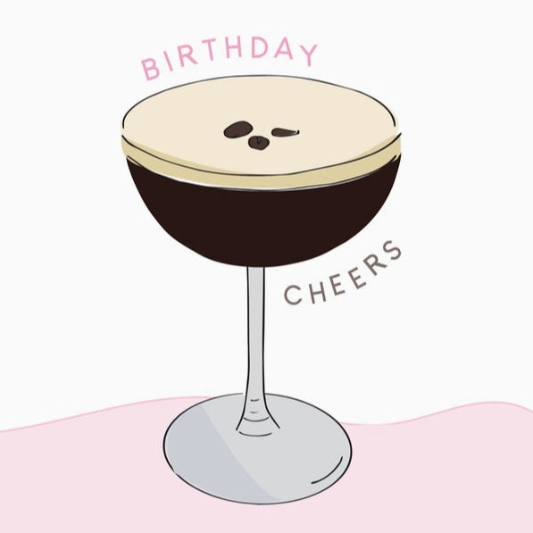 Illustration of a cocktail glass with a birthday theme on a white background