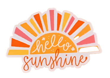 Colorful 'hello sunshine' design on an orange background